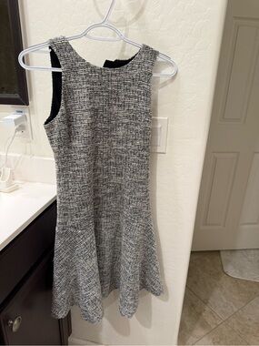 Banana Republic Black and Gray Textured Fit-and-Flare Dress